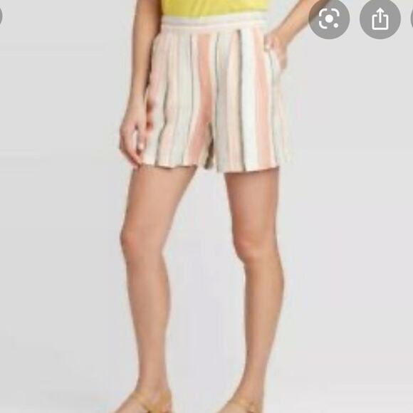 A New Day Multicolored Striped Pull-On Shorts Women's Size XS - Picture 1 of 8